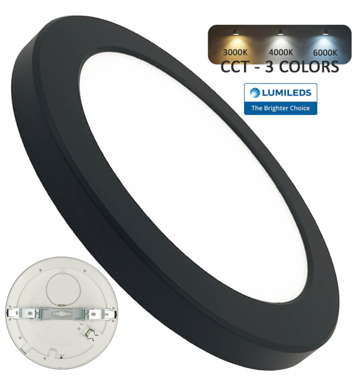 Downlight + Plafon LED - Circular- MOSS negro 24w