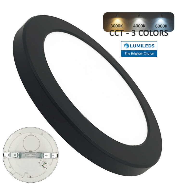 Downlight + Plafn LED - Circular- MOSS negro 18w