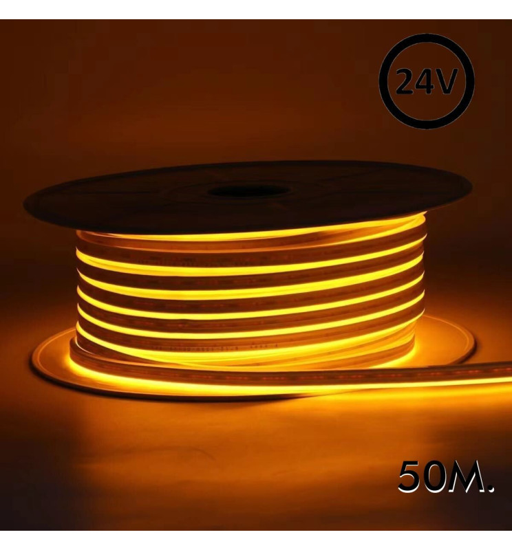 Neón LED Flexible 24V - 8W/M - Bobina 50m - 6x12mm - NARANJA