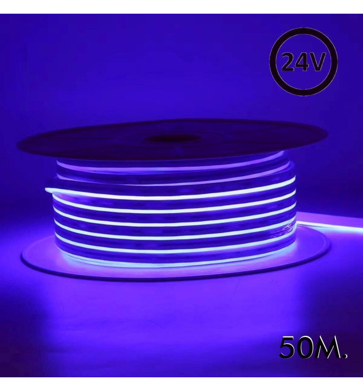 Neón LED Flexible 24V - 8W/M - Bobina 50m - 6x12mm - MORADO
