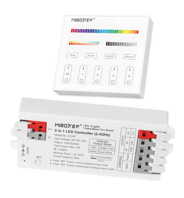 Pack controladora LED CCT - RGB - 12-24V + Panel control remoto - 2,4GHz