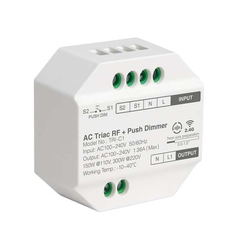 Regulador para Pulsador de pastilla para LED - TRIAC - RF + Push Dimmer