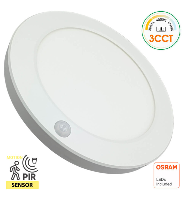 Downlight + Plafón LED - Circular- MOSS BLANCO OSRAM - 18W AJUSTABLE - CCT - Sensor PIR