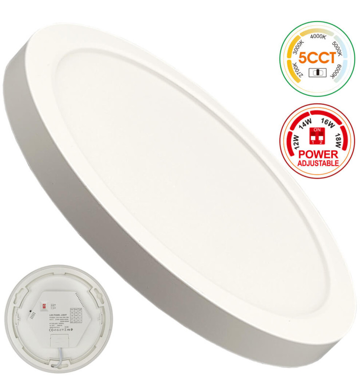 Plafón + Downlight LED - Circular- BONN Blanco - Potencia Ajustable