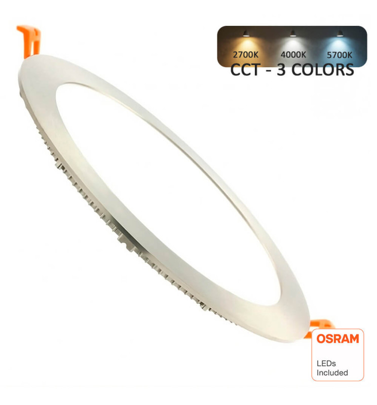 Placa Slim LED Circular 24W Acero Inox - CCT - OSRAM CHIP DURIS E 2835