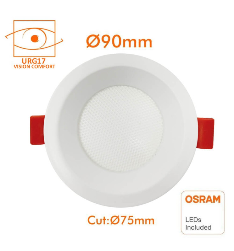 Downlight LED Circular 8W - OSRAM CHIP DURIS E 2835 - CCT - UGR17