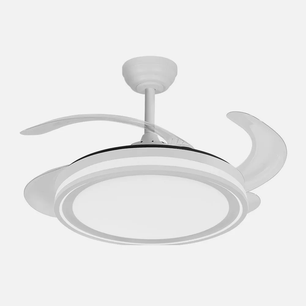 Ventilador Dc 59w Blanco 4 aspas 107d 5900lm 3500-4000-6500k Remoto Y Temporizador