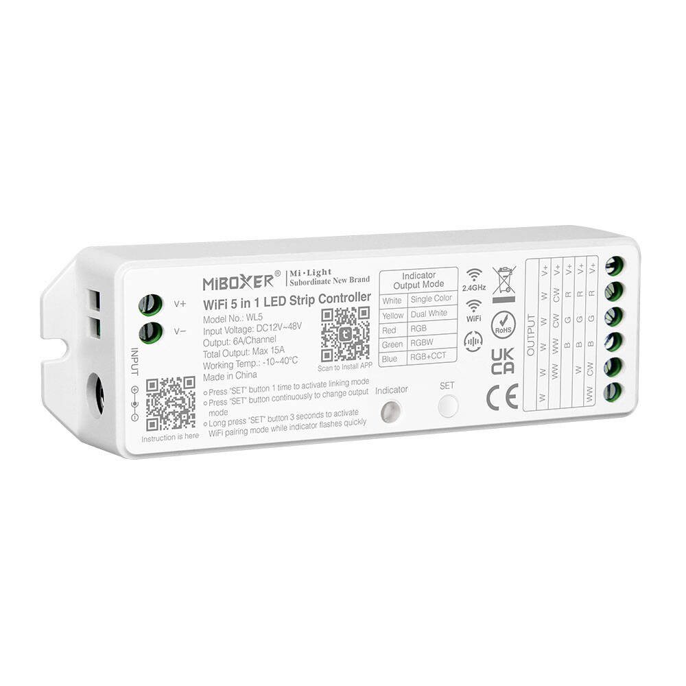 Controlador Regulador LED WiFi 5 en 1/CCT/RGB/RGBW/RGBWW 12/48V DC 