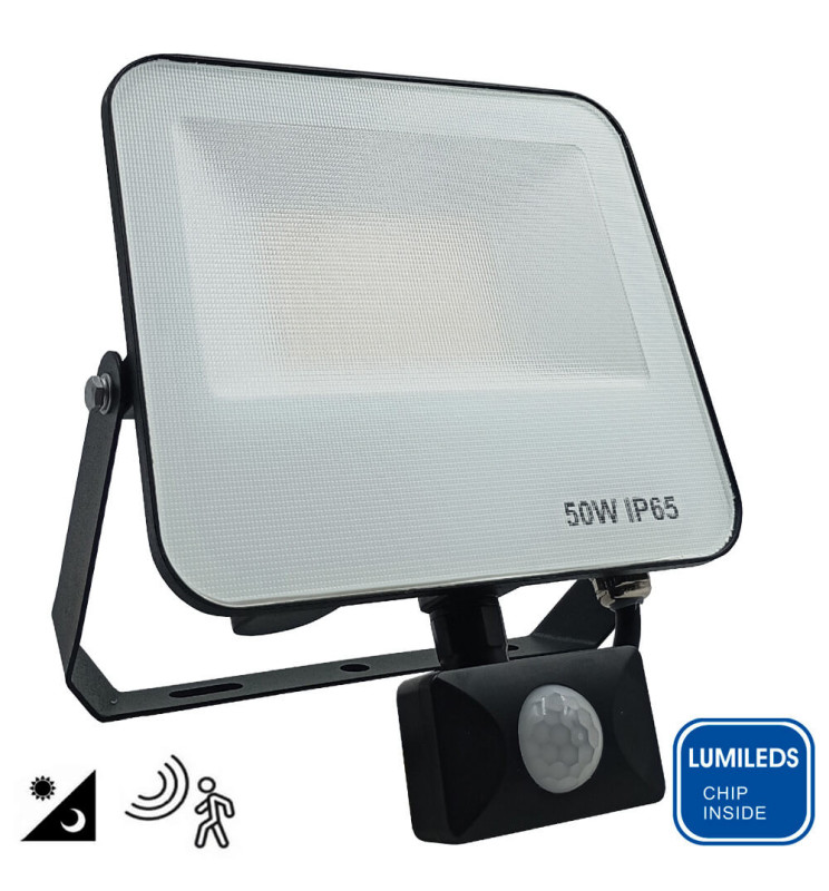 Foco Proyector LED 50W AURORA - Chip Lumileds 140Lm/W - Sensor Movimiento PIR