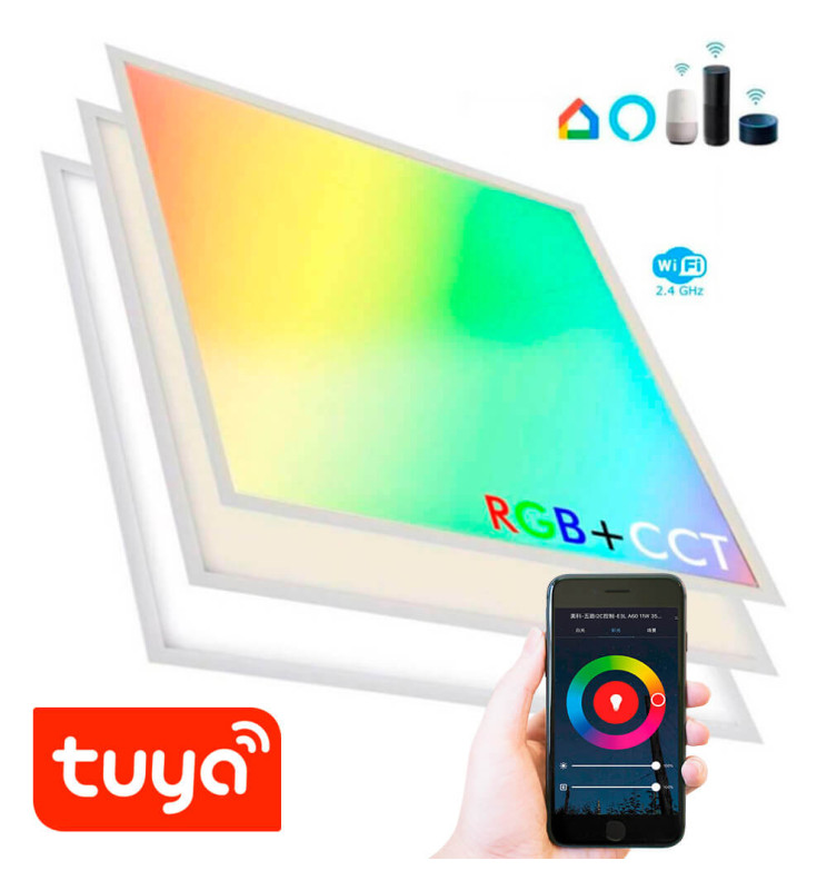 Panel LED 60x60 - Dimable - 40W CCT + RGB + SMART Google - Alexa