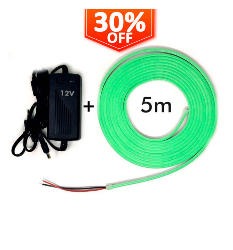 Neón Verde LED 6mm 12V + Fuente de Alimentación