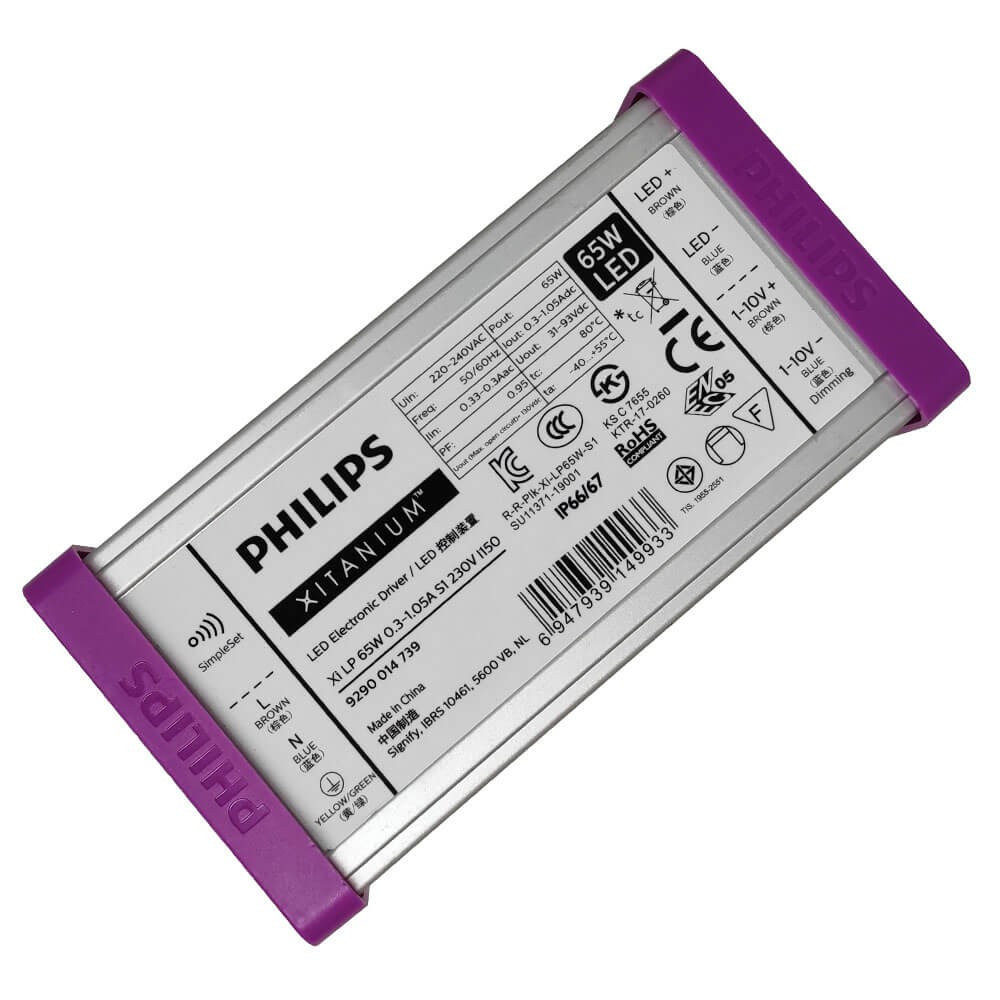 Driver Programable Regulable Philips XITANIUM para Luminarias LED de hasta 65W - 1050 mA - 5 años Garantia