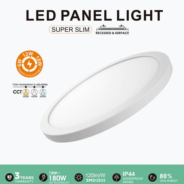 Plafón LED + Downlight Circular 6W-12W-18W | NEW MOSS SLIM | 3CCT | IP44