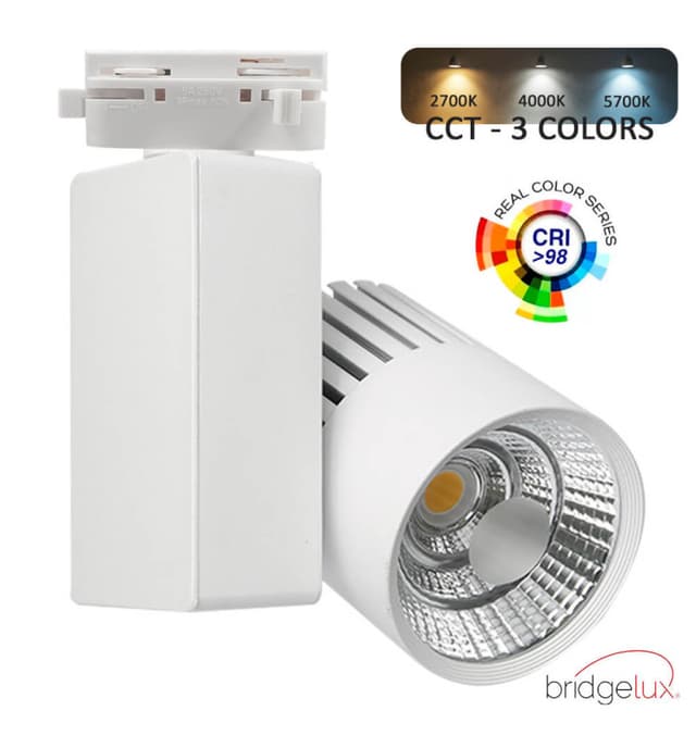Foco LED 40W GRAZ Blanco Chip Bridgelux 3CCT - Carril Trifásico - 4400Lm - CRI +98