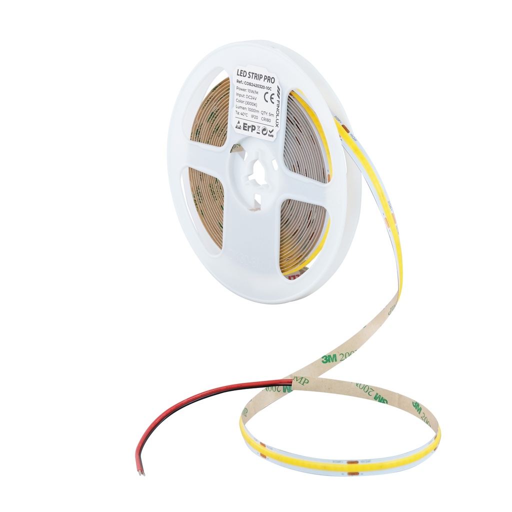Tira LED COB 10W/m 24V 3500K IP20 320Leds/m