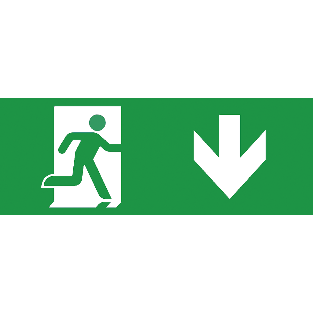 Cartel verde seal salida verde hacia abajo para emergencia bulkhead