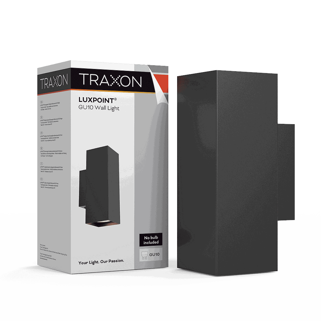 Bombilla LED GU10/MR16 Wall Light 2xGU10 Rectangular Negro