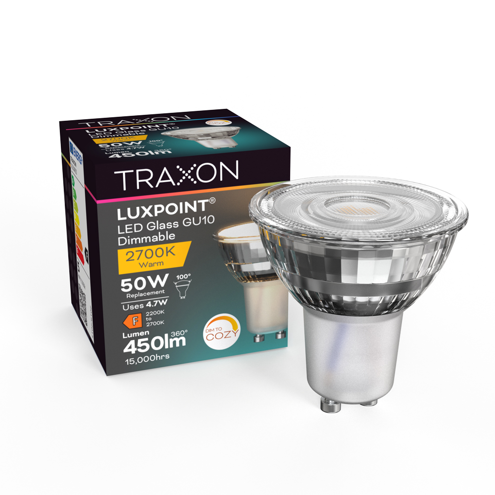 LED Bombilla GU10 Cristal 4.7W 100 2700K-2200K DIM TO COZY