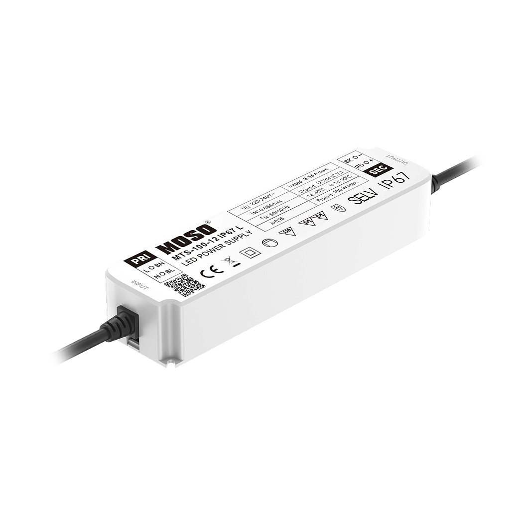 MOSO® Fuente de Alimentación LED Serie MTS 220-240V, IP67, 12V 24W