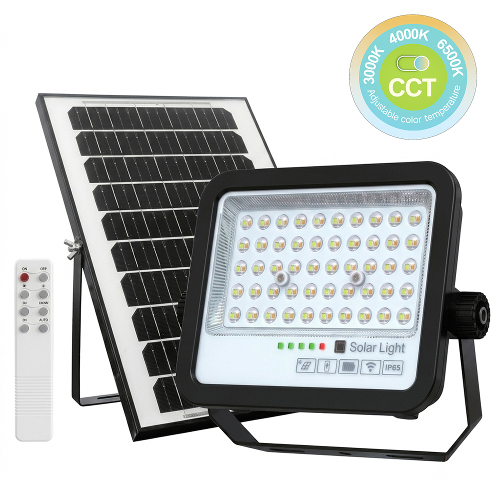 Foco Proyector LED Solar 100W 1100Lm EcoLux - 3CCT | Control Remoto | IP65