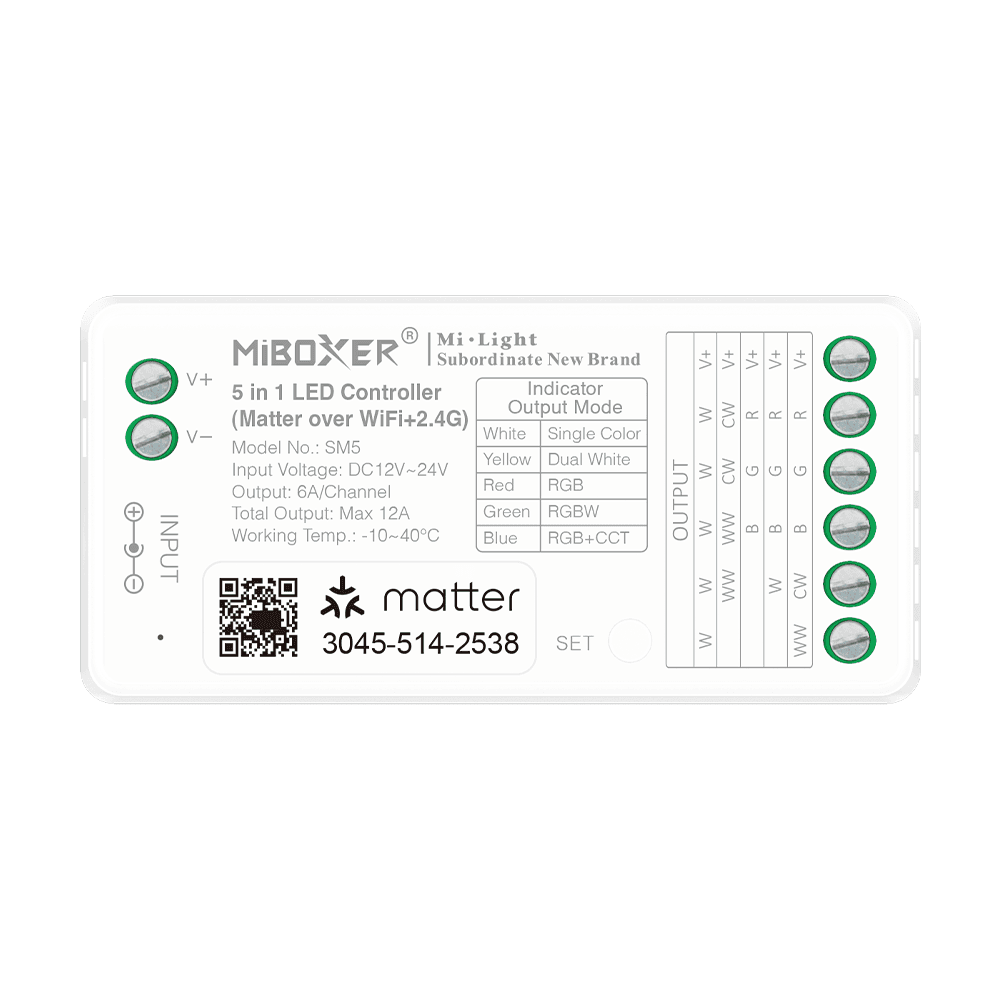 Controlador LED 5 en 1 Matter over WiFi 2.4GHz (MiBoxer SM5)