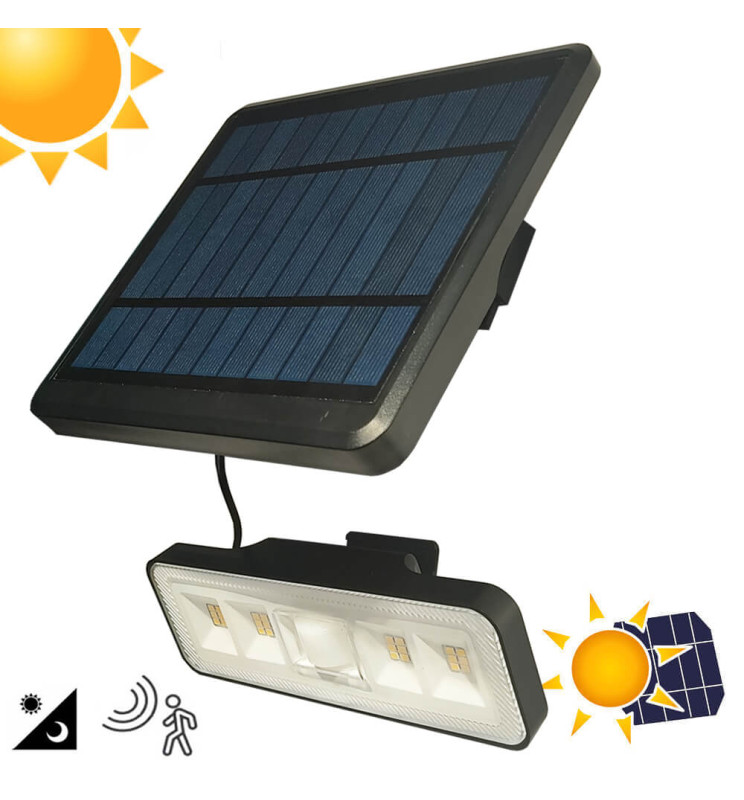 Aplique Solar LED Desmontable - 1000Lm - Sensor De