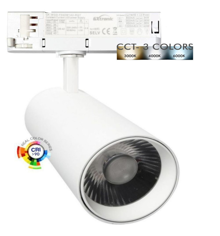 Foco LED 40W - 26W NEW MAYA Blanco Carril TRIFSIC cct