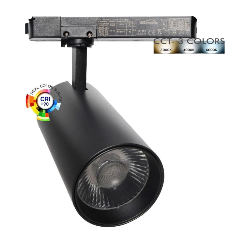 Foco LED 40W - 34W NEW MAYA Negro Carril Monofsic