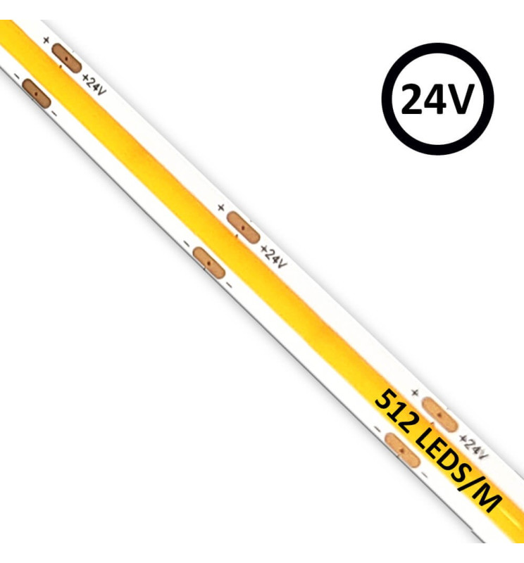 Tira LED COB 24V | 512 LED/m | 5m | FLIP CHIP | 2700k