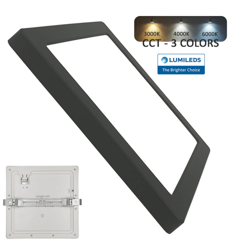 Downlight + Plafn LED - Cuadrado- MOSS negro 18w 91264