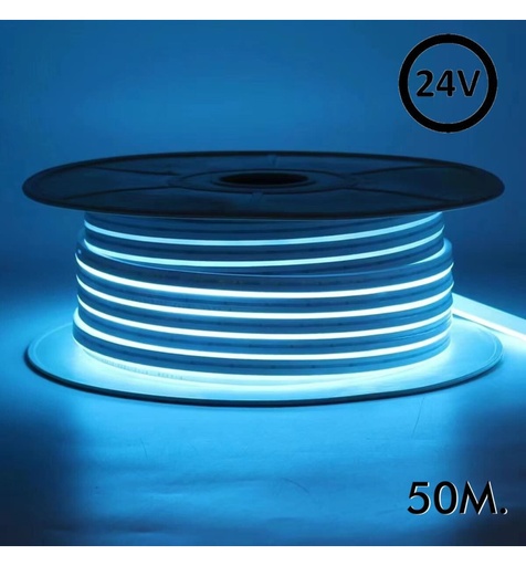 [91048] Neón LED Flexible 24V - 8W/M - Bobina 50m - 6x12mm - AZUL HELADO