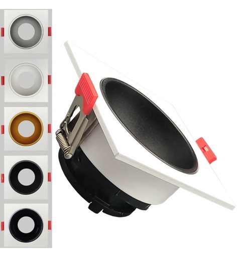 [92115] Aro cuadrado basculante - Serie Oculus - GU10-MR16 - Exterior blanco