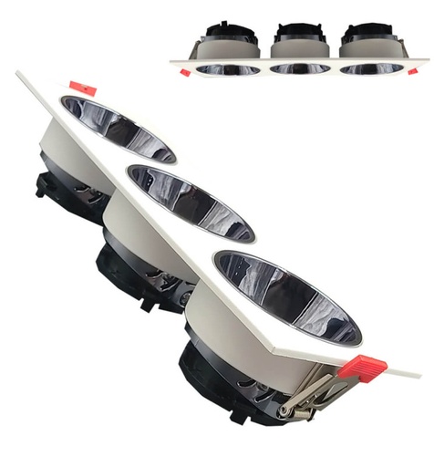 [hssw3] Aro basculante triple - Serie Oculus - GU10-MR16 - Exterior blanco