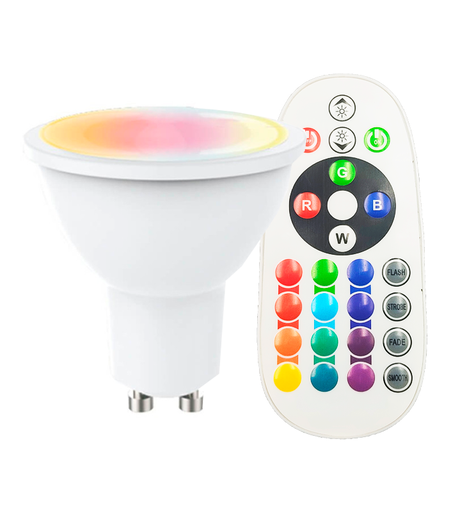 [92034] Dicroica LED RGB + 3000K - 8W 110º GU10 con Mando a Distancia