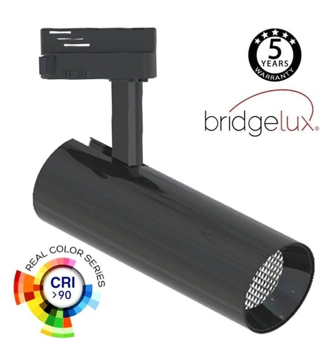 [4854-3K] Foco LED 30W BERNA Cromo Negro Carril Monofásico DOB Driverless