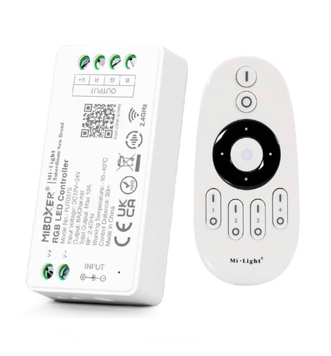 [PACK-FUT036S-FUT007] Pack controladora LED Monocolor 12-24V + Control remoto - 2,4GHz