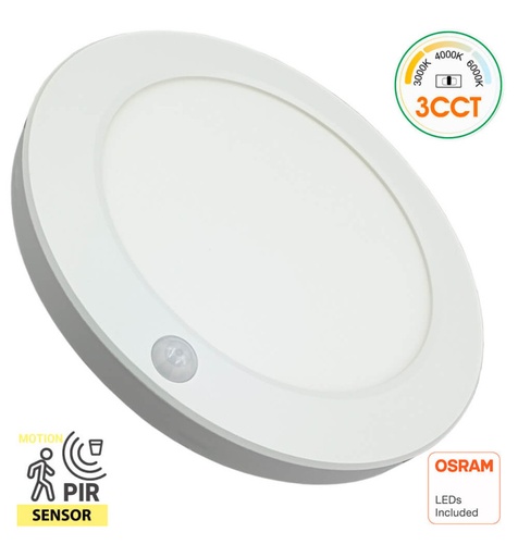[92112] Downlight + Plafón LED - Circular- MOSS BLANCO OSRAM - 18W AJUSTABLE - CCT - Sensor PIR