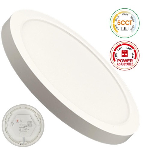 [PNRSW18W-CCT-91723] Plafón + Downlight LED - Circular- BONN Blanco - Potencia Ajustable
