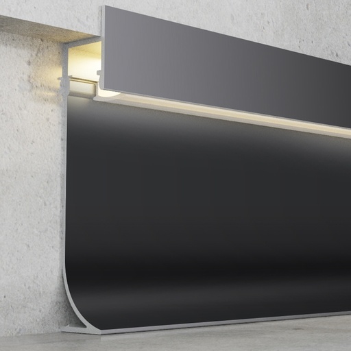 [RODA2] Perfil de aluminio tipo Rodapiés Negro - 2 metros