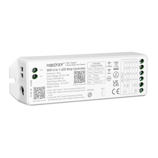 [wl] Controlador Regulador LED WiFi 5 en 1/CCT/RGB/RGBW/RGBWW 12/48V DC 