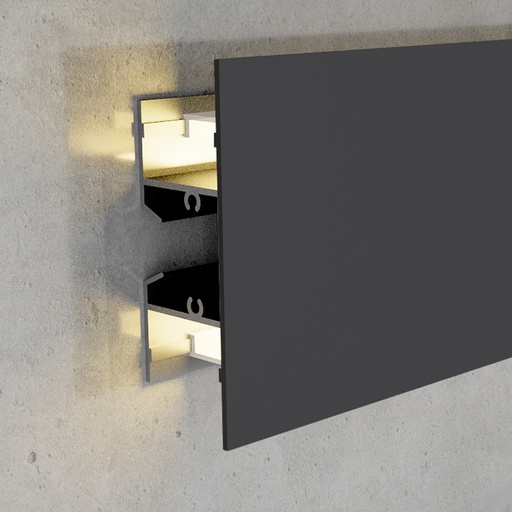 [3381] Perfil de Aluminio Lacado Negro - 2 Metros