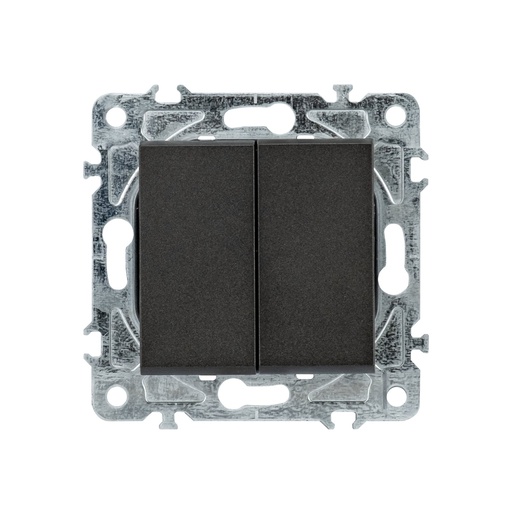 [ENK-0202-N] Enkel Interruptor Doble Commutador 10A 250V Negro