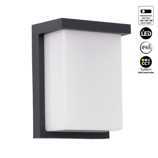 [95070] Aplique De Pared Exterior Aluminio Potencia Ajustable: 12W-14W-16W - CCT