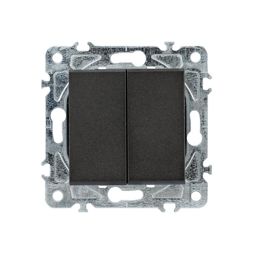 [ENK-0201-N] Enkel Interruptor doble encendido/apagado 10A 250V Negro