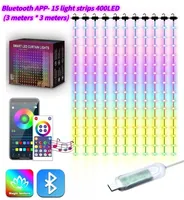 [97956] Luces de cortina inteligente con 400LED, Control Bluetooth, con pantalla de imagen DIY 2 M X 2 M