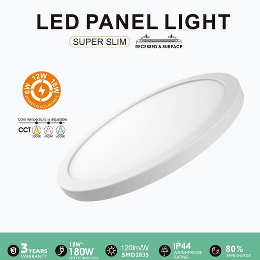 [PNRS18W-CCT-91549] Plafón LED + Downlight Circular 6W-12W-18W | NEW MOSS SLIM | 3CCT | IP44