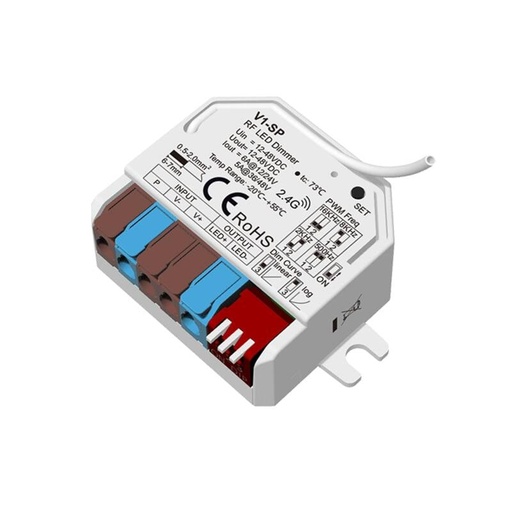 [95550] Regulador Tira LED Monocolor 12-24-48V Compatible con Pulsador y Mando RF