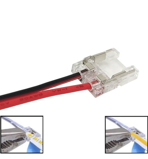 [91898] Conector Transparente para tiras LED COB + SMD - 10mm - IP20
