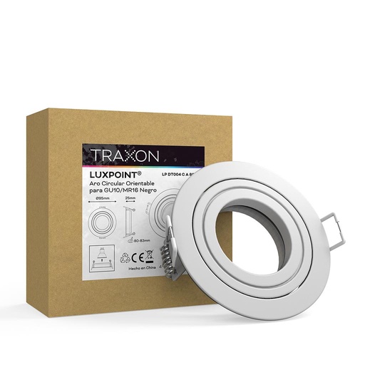 [34155] Aro circular orientable DT004 para bombilla LED GU10 aluminio corte 80 blanco