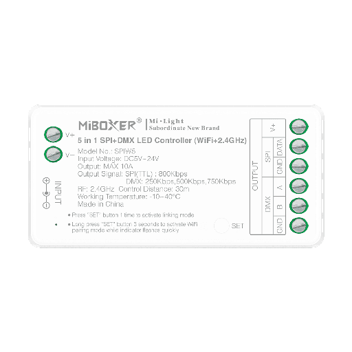 [20374] Controlador LED 5 en 1 SPI+DMX (WiFi + 2.4G) (MiBoxer SPIW5)